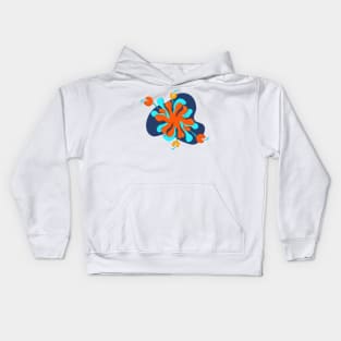 Flower orange blue tropical cute Kids Hoodie